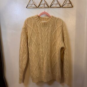 Vintage Limited Express Cable Knit Mohair Blend Sweater in Butter Yellow Small
